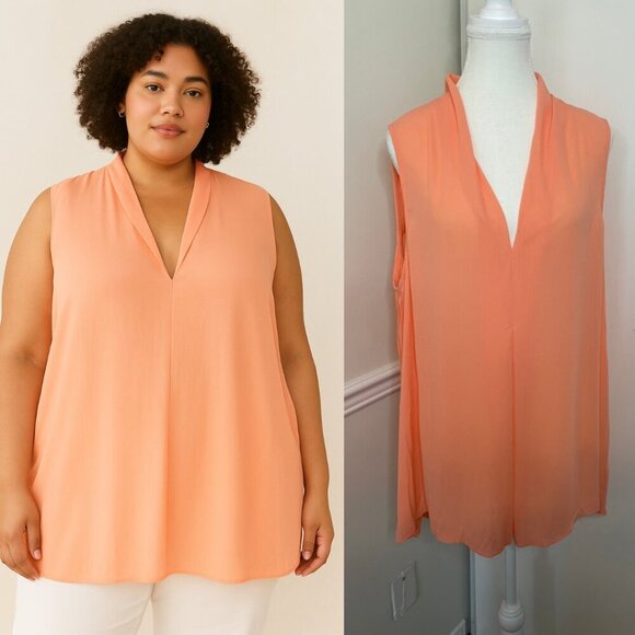 NWT Michel Studio Sleevless Pleated Blouse 16 - Picture 1 of 11